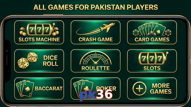 Main screen of Pk36 games page for PK players